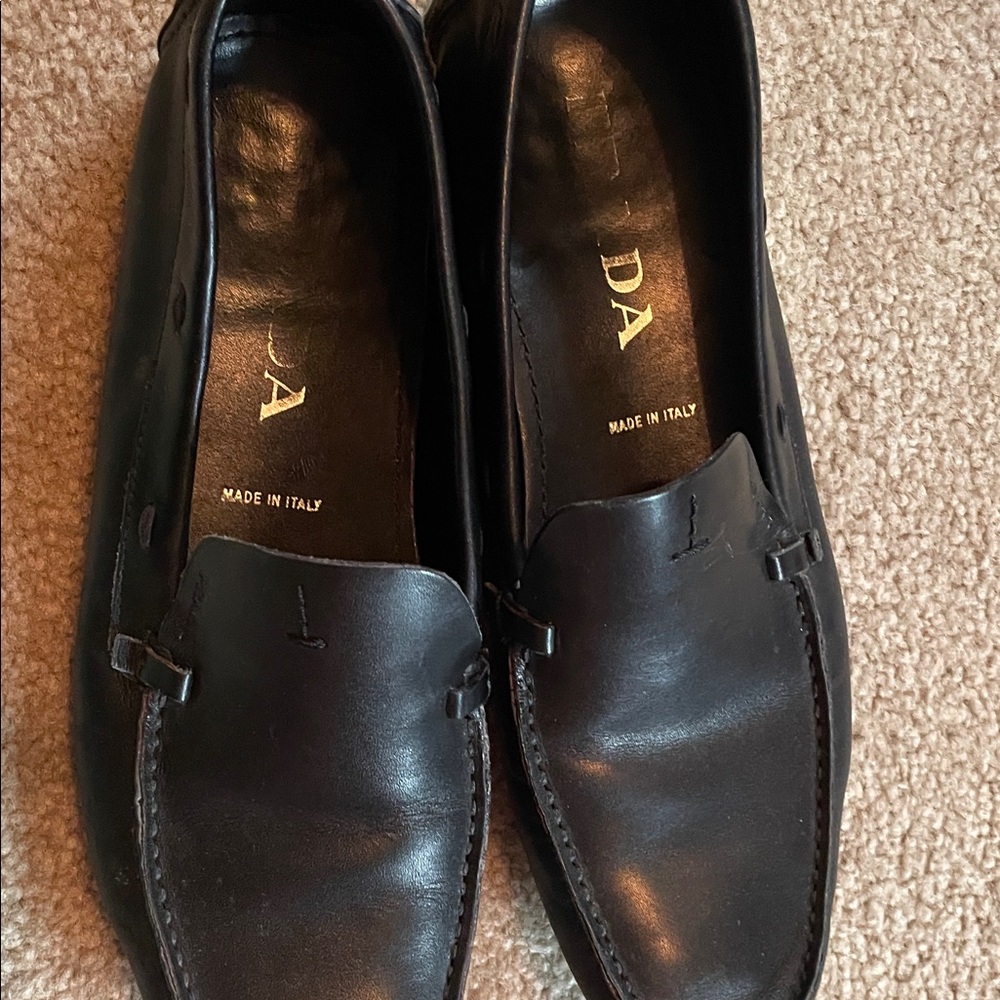 Prada Women's Dark Brown Leather Loafers